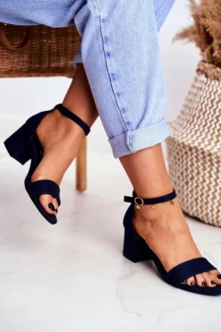 New Boto Sandały Damskie Zamszowe Granatowe Oh Baby!