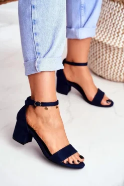 New Boto Sandały Damskie Zamszowe Granatowe Oh Baby!