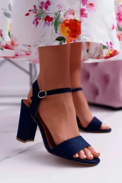 Sale Boto Sandały Damskie Zamszowe Granatowe Baloo