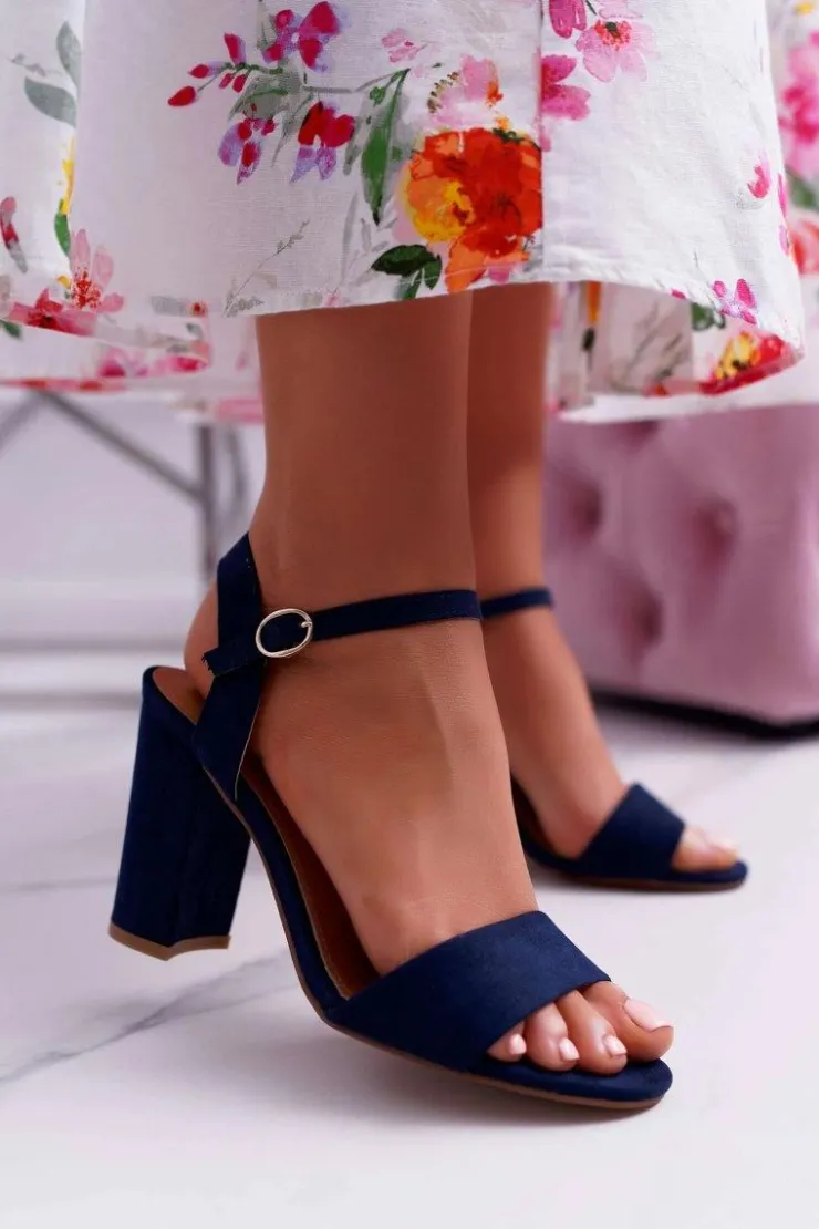 Sale Boto Sandały Damskie Zamszowe Granatowe Baloo