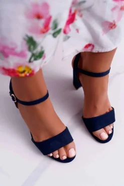 Sale Boto Sandały Damskie Zamszowe Granatowe Baloo