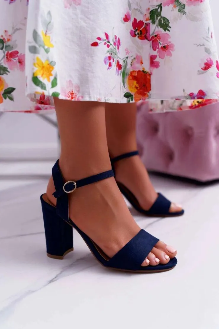 Sale Boto Sandały Damskie Zamszowe Granatowe Baloo