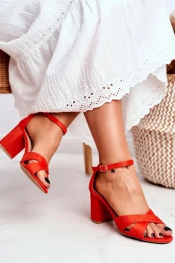 Discount Boto Sandały Damskie Zamszowe Pomarańczowe Lady Milion