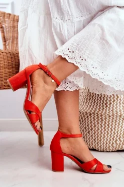 Discount Boto Sandały Damskie Zamszowe Pomarańczowe Lady Milion