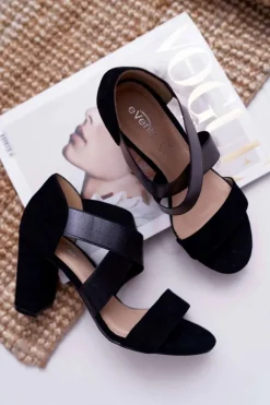 New Evento Sandały Damskie Zamszowe Wsuwane Czarne Varina