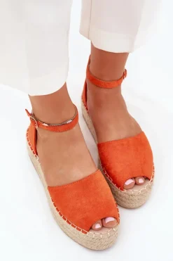 Boto Sandały Płaskie|Espadryle Na Platformie*Sandały Espadryle Damskie Na Platformie Z Plecionką Pomarańczowe Selise Pomarańczowy