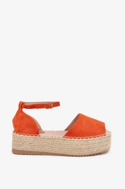 Boto Sandały Płaskie|Espadryle Na Platformie*Sandały Espadryle Damskie Na Platformie Z Plecionką Pomarańczowe Selise Pomarańczowy