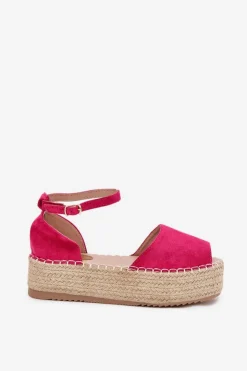 Online Boto Sandały Espadryle Damskie Na Platformie Z Plecionką Fuksja Selise Różowy