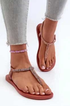 Ipanema Sandały Japonki Z Brokatem Damskie 26914 Class Brilha Fem Koralowe Różowy