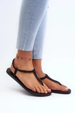 Outlet Ipanema Sandały Japonki Z Brokatem Damskie 26914 Class Brilha Fem Czarne