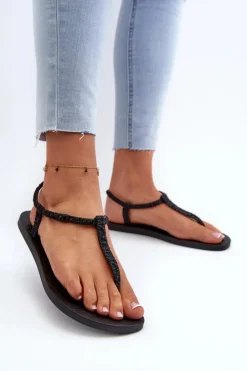 Outlet Ipanema Sandały Japonki Z Brokatem Damskie 26914 Class Brilha Fem Czarne