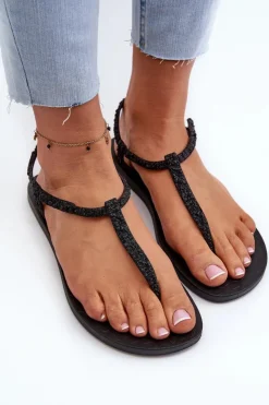 Outlet Ipanema Sandały Japonki Z Brokatem Damskie 26914 Class Brilha Fem Czarne