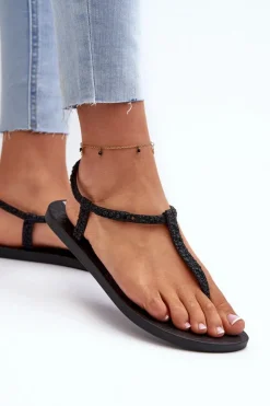 Outlet Ipanema Sandały Japonki Z Brokatem Damskie 26914 Class Brilha Fem Czarne