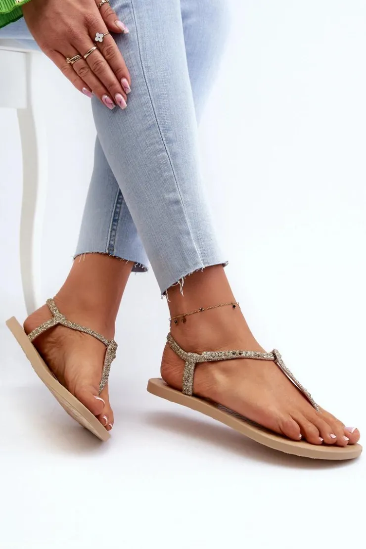 Ipanema Sandały Gumowe|Sandały Płaskie*Sandały Japonki Z Brokatem Damskie 26914 Class Brilha Fem Złote