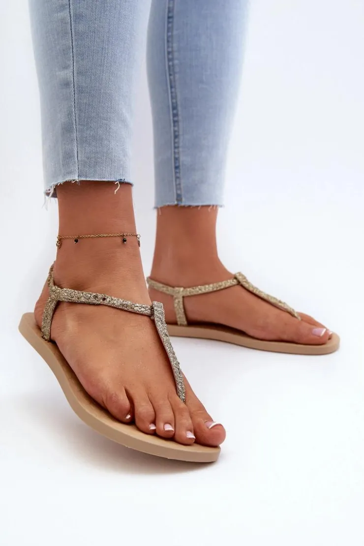 Ipanema Sandały Gumowe|Sandały Płaskie*Sandały Japonki Z Brokatem Damskie 26914 Class Brilha Fem Złote