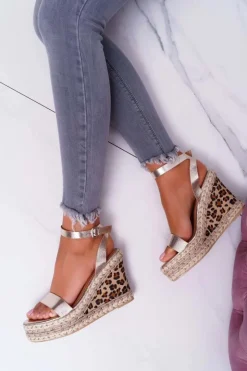 Boto Sandały Na Koturnie*Sandały Na Koturnie Lu Boo Złote