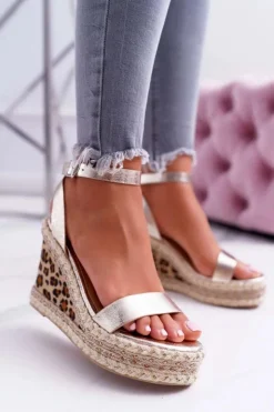 Boto Sandały Na Koturnie*Sandały Na Koturnie Lu Boo Złote