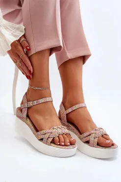 Damskie Boto Sandały Na Koturnie Multikolor Esinna