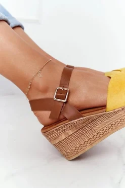 Damskie Damskie buty S.Barski Sandały Na Koturnie S.Barski GD-38 Żółte