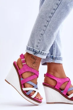 Boto Sandały Na Koturnie*Sandały Na Koturnie Z Paseczkami Fuksja Ellen
