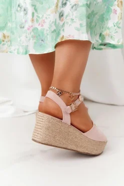 Big Star Shoes Sandały Big Star|Sandały Na Koturnie*Sandały Na Koturnie Z Plecionką Big Star FF274749 Nude