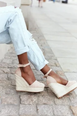 Boto Sandały Na Koturnie*Sandały Na Koturnie Z Plecionką Beżowe Avocado