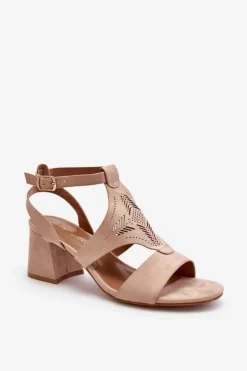 Boto Sandały Na Obcasie*Sandały Na Niskim Obcasie Nude Eleriva