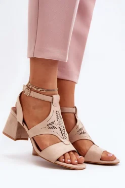 Boto Sandały Na Obcasie*Sandały Na Niskim Obcasie Nude Eleriva