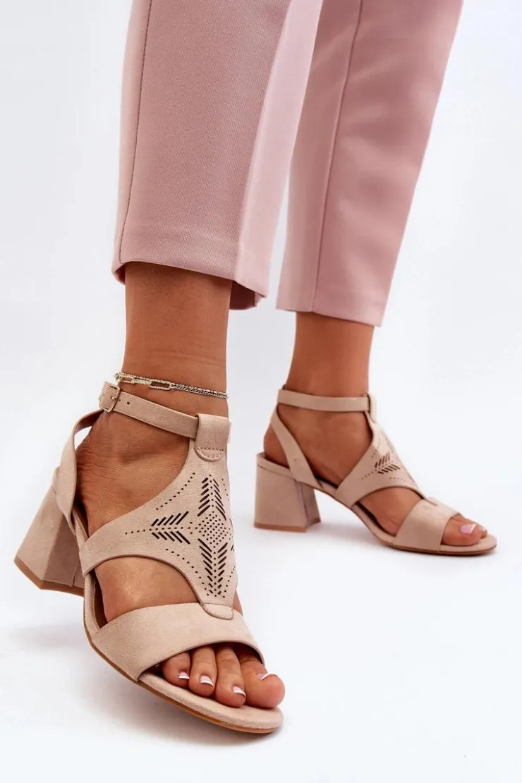 Boto Sandały Na Obcasie*Sandały Na Niskim Obcasie Nude Eleriva