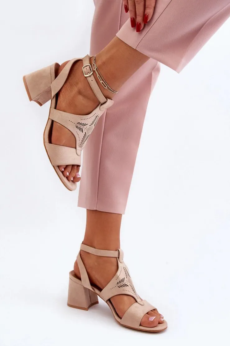 Boto Sandały Na Obcasie*Sandały Na Niskim Obcasie Nude Eleriva