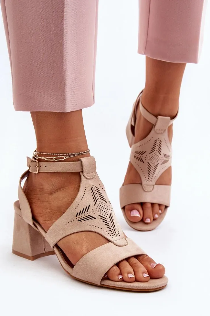 Boto Sandały Na Obcasie*Sandały Na Niskim Obcasie Nude Eleriva