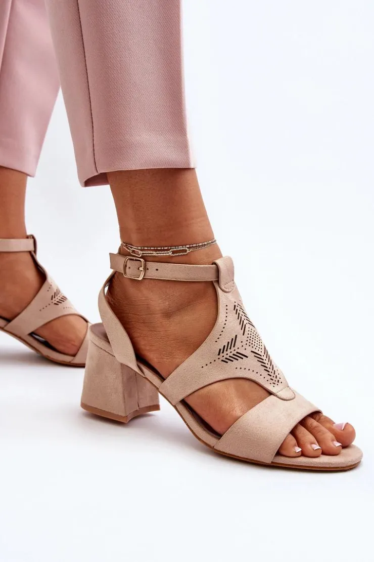 Boto Sandały Na Obcasie*Sandały Na Niskim Obcasie Nude Eleriva