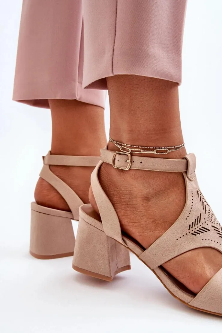 Boto Sandały Na Obcasie*Sandały Na Niskim Obcasie Nude Eleriva