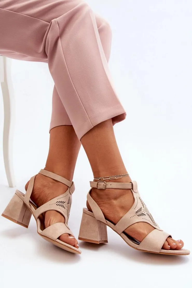 Boto Sandały Na Obcasie*Sandały Na Niskim Obcasie Nude Eleriva