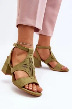 Boto Sandały Na Obcasie*Sandały Na Niskim Obcasie Zielone Eleriva