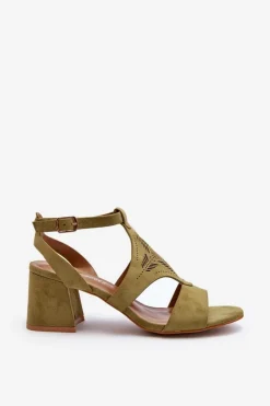 Boto Sandały Na Obcasie*Sandały Na Niskim Obcasie Zielone Eleriva