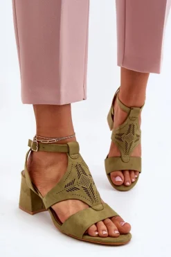 Boto Sandały Na Obcasie*Sandały Na Niskim Obcasie Zielone Eleriva