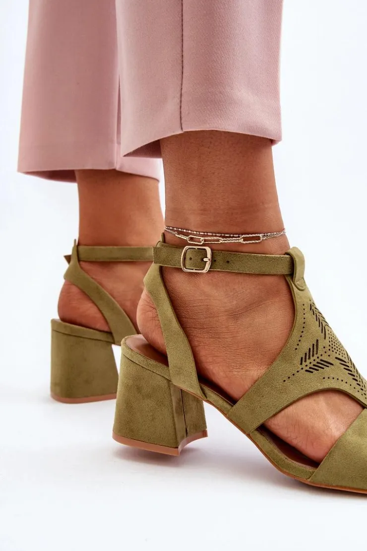Boto Sandały Na Obcasie*Sandały Na Niskim Obcasie Zielone Eleriva