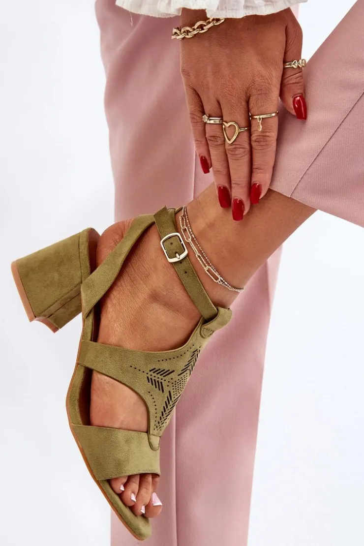 Boto Sandały Na Obcasie*Sandały Na Niskim Obcasie Zielone Eleriva