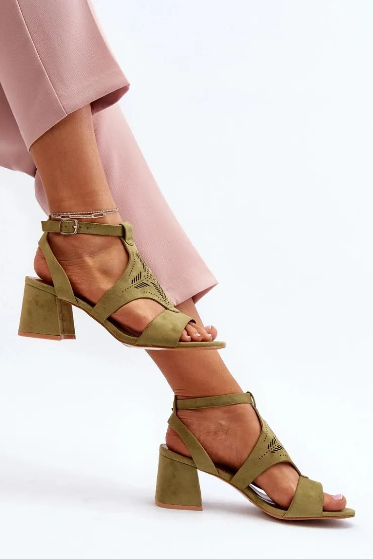 Boto Sandały Na Obcasie*Sandały Na Niskim Obcasie Zielone Eleriva