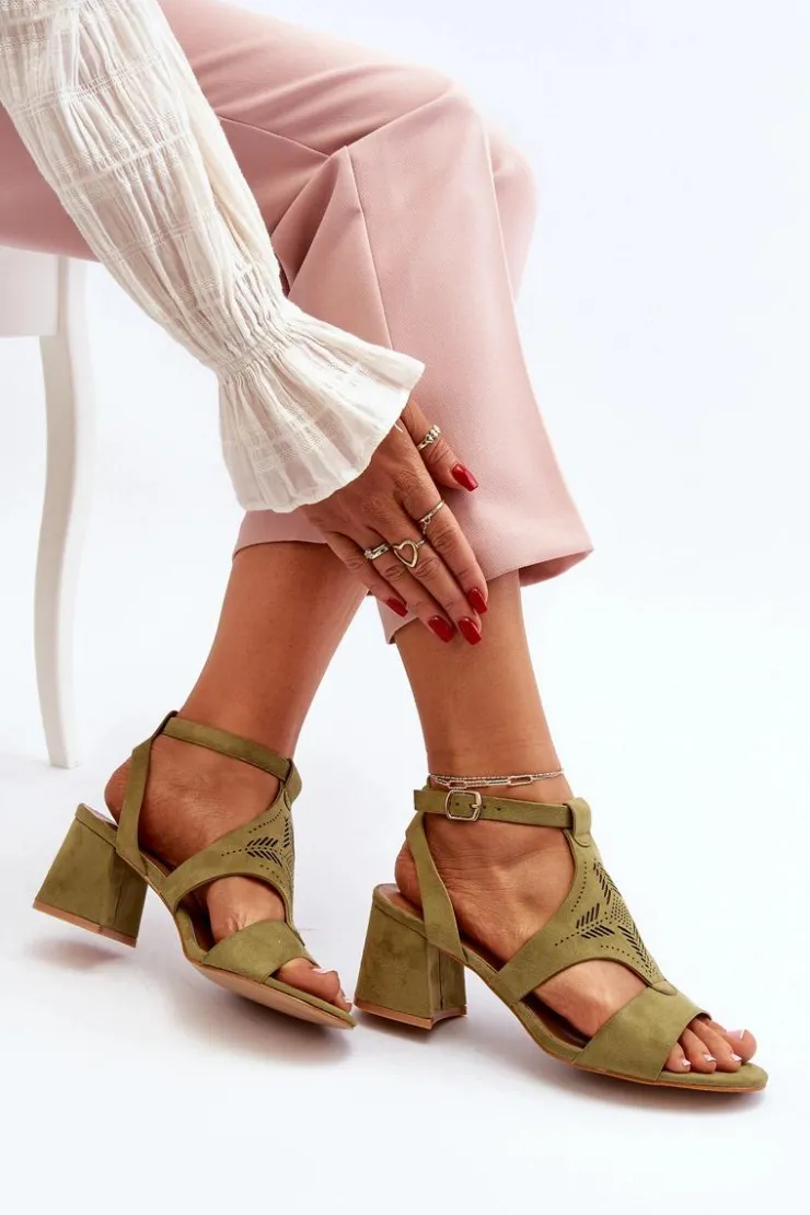 Boto Sandały Na Obcasie*Sandały Na Niskim Obcasie Zielone Eleriva