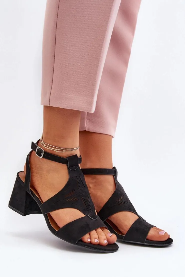 Boto Sandały Na Obcasie*Sandały Na Niskim Obcasie Czarne Eleriva