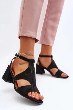 Boto Sandały Na Obcasie*Sandały Na Niskim Obcasie Czarne Eleriva
