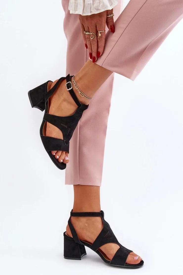 Boto Sandały Na Obcasie*Sandały Na Niskim Obcasie Czarne Eleriva