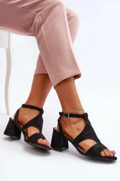 Boto Sandały Na Obcasie*Sandały Na Niskim Obcasie Czarne Eleriva