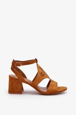 Sale Boto Sandały Na Niskim Obcasie Camel Eleriva Brązowy