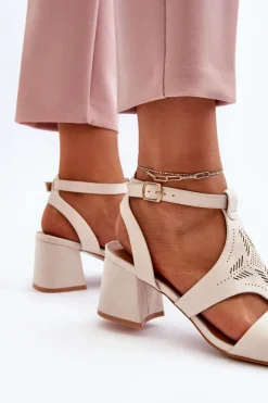 Boto Sandały Na Obcasie*Sandały Na Niskim Obcasie Beżowe Eleriva