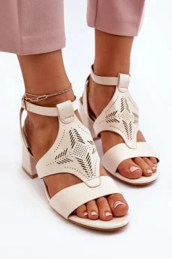 Boto Sandały Na Obcasie*Sandały Na Niskim Obcasie Beżowe Eleriva