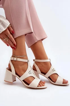 Boto Sandały Na Obcasie*Sandały Na Niskim Obcasie Beżowe Eleriva