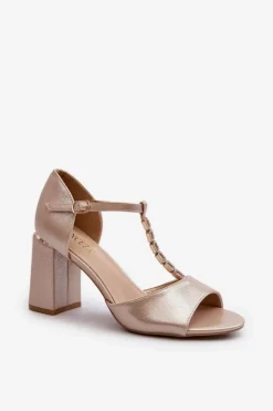 Damskie Buty damskie Vinceza Sandały Na Obcasie Z Cyrkoniami Złote Aniya